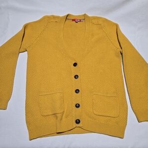 Boden Women's Mustard Yellow Button Up Knit Sweater Cardigan sz 12